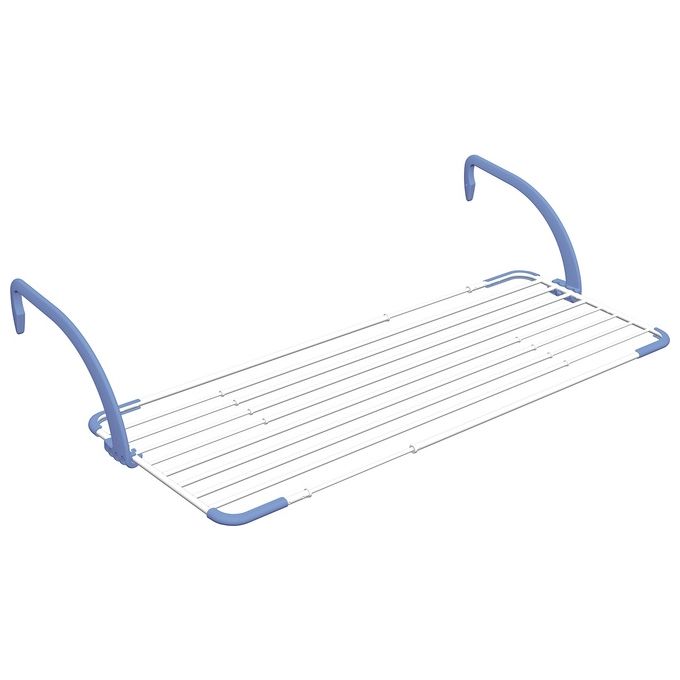 Gimi BREZZA EXTEND Stendibiancheria da Balcone Estensibile 116 188 cm 20 m Griglia a Muro Ripiegabile colore Blu Bianco