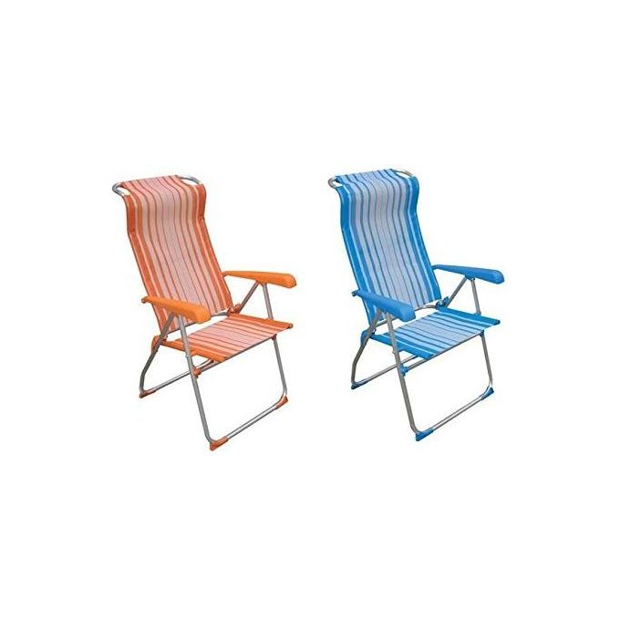 Brixo Sun Comfort Sedia da Spiaggia Pieghevole Alluminio Textiline Schienale Reclinabile 3 Posizioni 39x49x114 cm