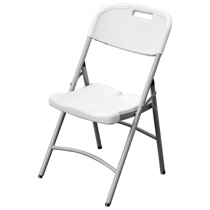 Lombardi FRA-531904 Sedia Pieghevole da Campeggio in Acciaio Tubolare e Polipropilene colore Bianco