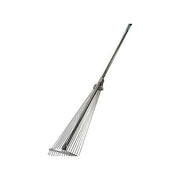 Brixo 540002 Scopa Erba 15 Denti Regolabili Manico in Acciaio al Carbonio Zincato 120 cm