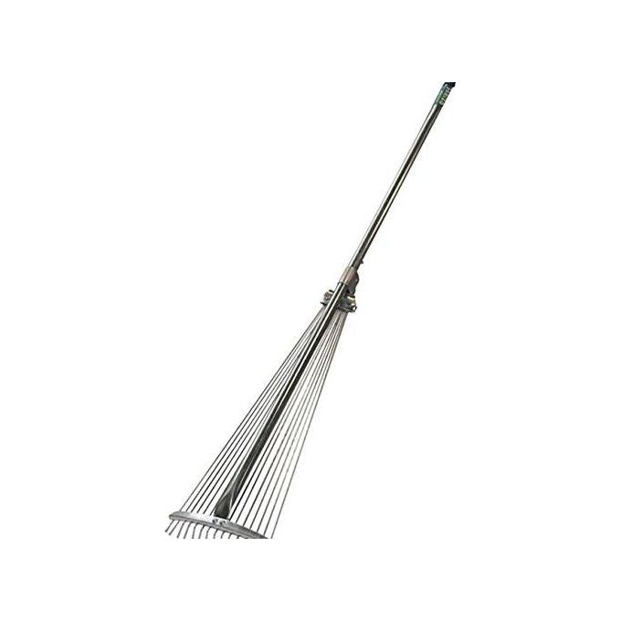 Brixo 540002 Scopa Erba 15 Denti Regolabili Manico in Acciaio al Carbonio Zincato 120 cm