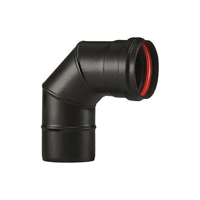 ALA Y40200250220 aeternum PELLET Gomito per Stufa a Pellet 90° Diametro 100 mm Spessore 2 mm con Rivestimento in Smalto Porcellanato TERM colore Nero Opaco