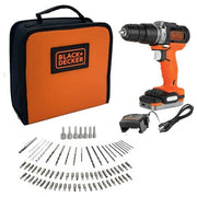 Black+Decker BDCHD12S1A Trapano Avvitatore a Percussione 12V 1,5 Ah 2 Velocita' 11 Posizioni Coppia Luce LED 80 Accessori Softbag