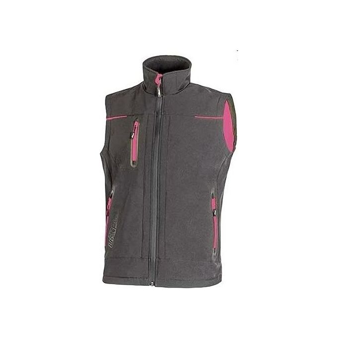 U-Power WFU188GF Universe Lady Gilet Softshell Impermeabile Antivento Fodera Micropile Multitasche colore Grigio Fucsia