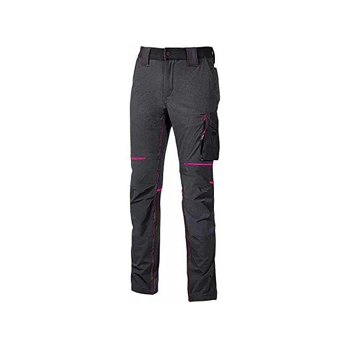 U-Power FU189GF World Lady Pantalone da Lavoro Slim Fit Donna Multitasche 86% Nylon 14% Spandex colore Grigio Fucsia