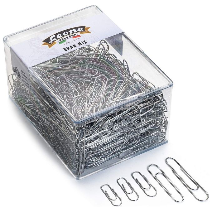 Leone Dell'Era FZ500GMIX Gran Mix Fermagli Zincati Assortiti 500 pz 6 misure filo zincato ritrafilato colore Zinco Brillante