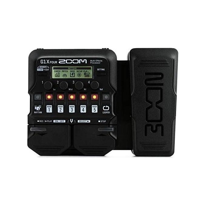 Zoom G1X FOUR Pedaliera Multieffetto Amp-Simulator per Chitarra con Pedale d'Espressione 70 Effetti Looper 30s colore Nero