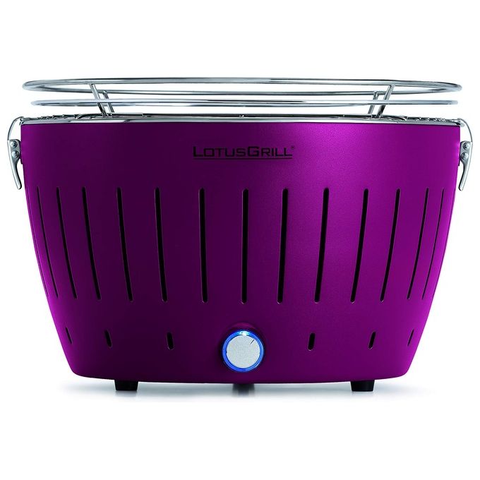 LotusGrill LOG-LI-34P LotusGrill Standard Barbecue Portatile a Carbone con Ventola Integrata Alimentazione a Batterie AA o Cavo USB Diametro Griglia 32 cm colore Viola