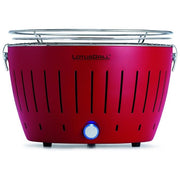 LotusGrill G34 U RD Barbecue a Carbone Portatile con Sistema di Ventilazione Senza Fumo Diametro Griglia 32 cm Alimentazione a Batterie AA o USB colore Rosso