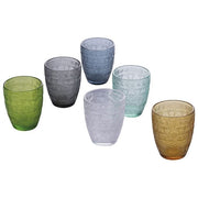 Villa d'Este Home Tivoli 5913197 Mexico Set 6 bicchieri acqua in vetro 300 ml lavorazione a rilievo colore Multicolore