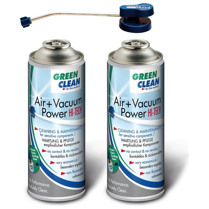 Green Clean GS-2051 Kit Pulizia con Aria Compressa per Punti Difficili 2x400 ml con Ugello colore Blu Verde Bianco