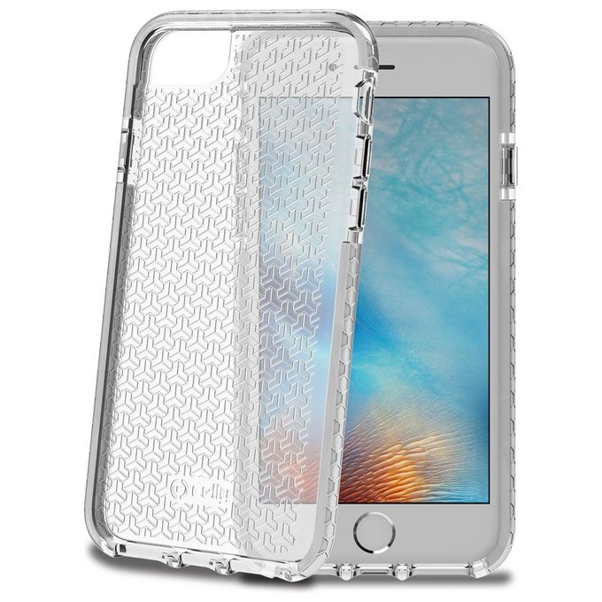 Celly HEXAGON800WH Hexagon Cover per iPhone 7 TPE Trasparente colore Bianco