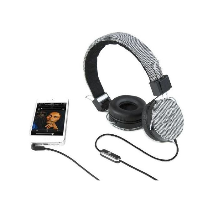 Hi-Fun HI DEEJAY Cuffie a Padiglione Sovrauricolari con Microfono Jack 3.5 mm BBS Bass Boost System rivestite in Tessuto colore Bianco