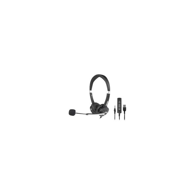 Hamlet HHEADM-UJS Cuffia Auricolare A Padiglione con Microfono Cablato USB Tipo A e Jack 3.5 mm Nero