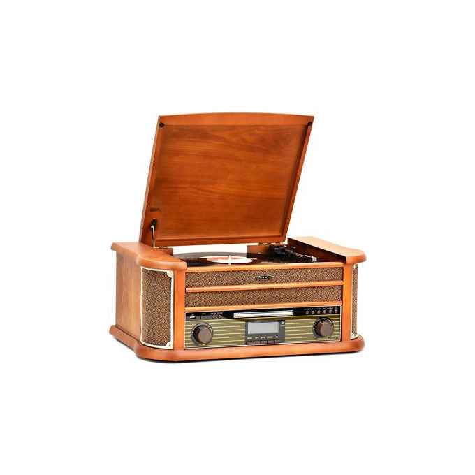 Reflexion HIF2002DAB Impianto Hi-Fi retro' con Bluetooth DAB+ Lettore CD Cassetta e Funzione di Codifica colore Legno