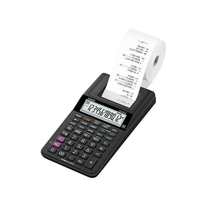 Casio CASIO HR-8RCE-BK-BUNDLE Calcolatrice Scrivente Portatile 12 Cifre Alimentazione Batteria e Rete Velocita' Stampa 2,0 linee-sec Memoria Estesa Conversione Valuta colore Nero