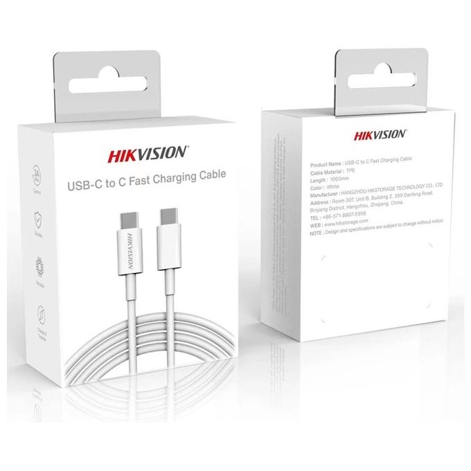 Hikvision HS-HUB-CBC2C Cavo USB-C USB-C 1m Ricarica Rapida 60W 3A Quick Charge 4.0 colore Bianco
