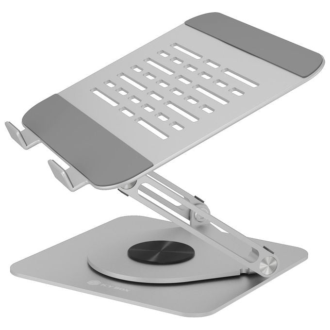 ICY BOX IB-NH300-R Supporto Notebook in Alluminio Regolabile in Altezza e Rotante 360° fino a 17'' colore Argento
