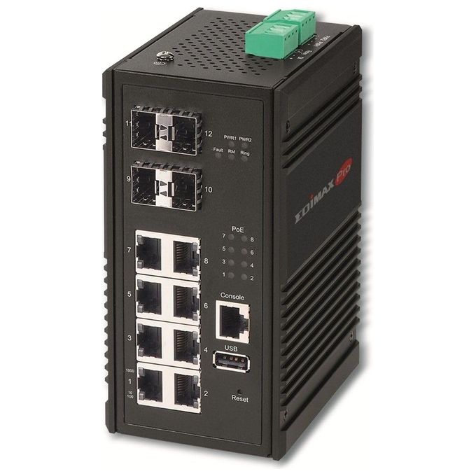 Edimax, Switch di Rete Gestito, Gigabit Ethernet PoE, 8 porte RJ-45, Nero, IGS-5408P
