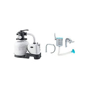 Intex 26676 Krystal Clear Pompa Filtro a Sabbia con Clorinatore Salino E.C.O. 6000 L-h 221 W per Piscine fino a 32200 L colore Grigio Bianco