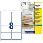 Avery J8565-25 QuickPEEL Etichette adesive in poliestere 99,1x67,7 mm 8 etichette per foglio 25 fogli inkjet colore Trasparente