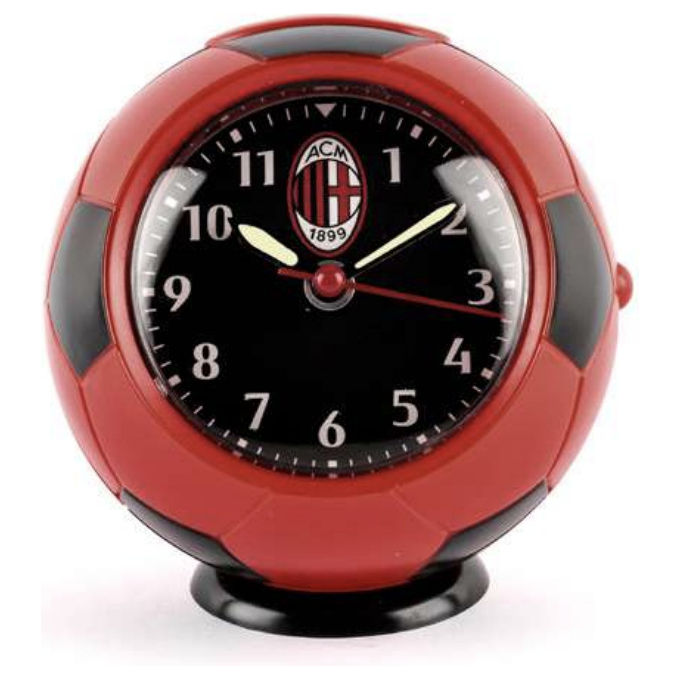 Lowell JA7082MI1 Sveglia al Quarzo Analogica AC Milan Design Pallone Snooze Luce colore Rosso Nero