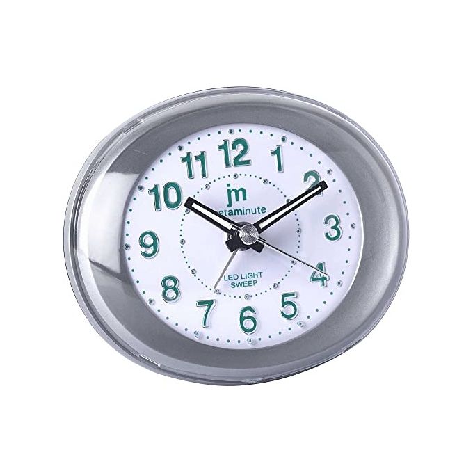 Lowell JA7020 Sveglia Analogica al Quarzo Movimento Continuo Silenzioso Snooze Numeri Luminosi colore Grigio