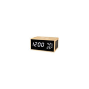 Lowell JD9533 Sveglia digitale multifunzione in legno caricatore wireless cassa Bluetooth rilevazione temperatura colore Nero