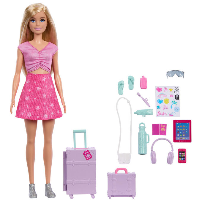 Barbie JMJ47 Bambola alla moda con accessori da viaggio e tablet inclusi colore Multicolore