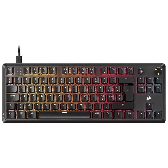 Corsair CH-911911E-IT K70 CORE TKL Tastiera da Gioco Meccanica Switch MLX Red v2 Pre-lubrificati Layout Tenkeyless RGB Singolo Tasto PBT ABS Nero
