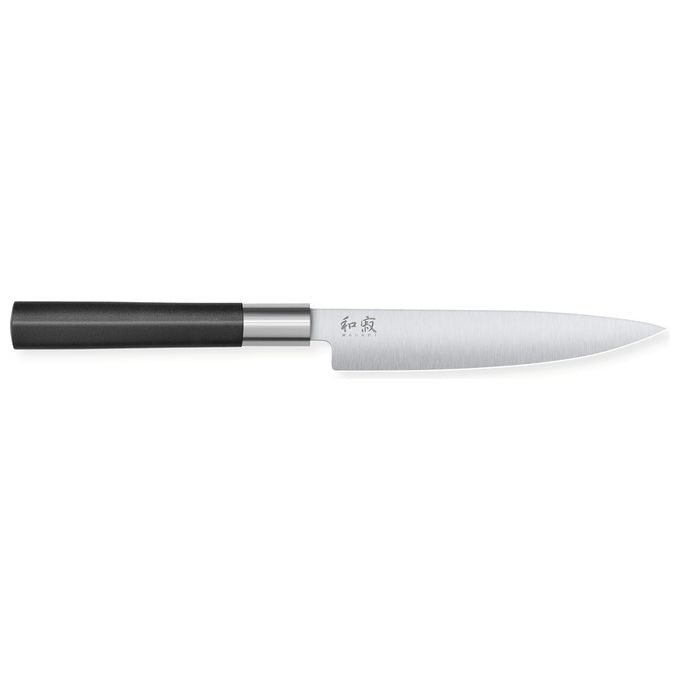 Kai 6715U Wasabi Black Coltello Universale Lama 15 cm Acciaio Inox Impugnatura Plastica PP con Polvere di Bambu' colore Nero