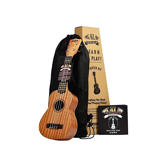 Kala KALA-LTP-S Learn to Play Ukulele Soprano Mogano Corde Aquila Super Nylgut Borsa App Accordatura e Lezioni Online