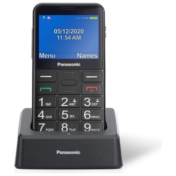 Panasonic KX-TU155EXBN Telefono Cellulare per Anziani Pulsanti Grandi Schermo TFT 2.4'' Pulsante SOS Dual SIM Bluetooth Base di Ricarica colore Nero