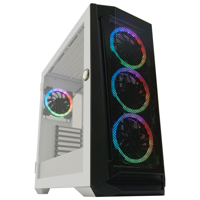 LC-Power LC-805BW-ON Holo-1_X Midi Tower con Pannello in Vetro Temperato e Supporto per Ventole ARGB 3x120 mm Frontali 1x120 mm Posteriori ATX Micro-ATX Mini-ITX EATX colore Bianco