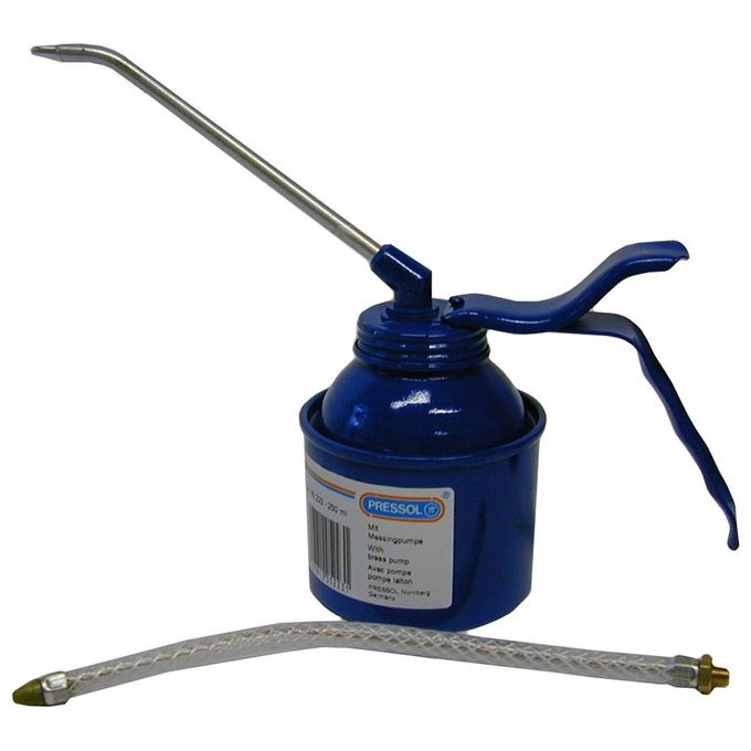 Pressol 05223 Oliatore Metallico Canna Rigida e Flessibile 250 ml Pompa Ottone Valvole a Sfera colore Blu