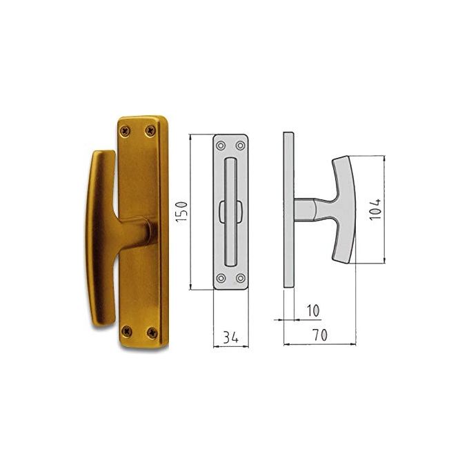 Ghidini 0910092 Gabry Maniglia Cremonese per Finestre Alluminio Anodizzato EZ Q7 150x34 mm colore Bronzo