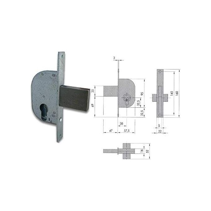 CISA 0920203 Serratura da infilare per cancelli con cilindro europeo scrocco finitura zincata colore Zincato