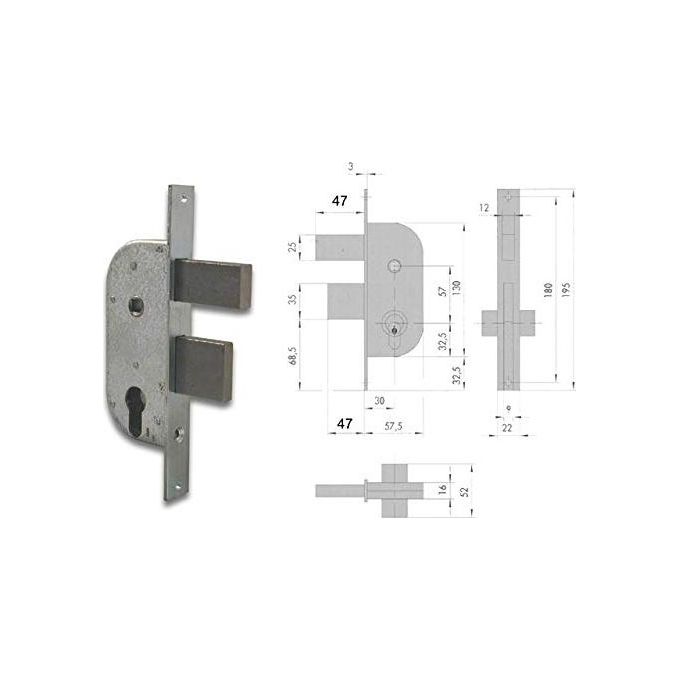 CISA 0920205 42412.30.0 Serratura per Cancello con Cilindro Sagomato Sfilabile Chiusura Laterale a Una Mandata colore Zincato