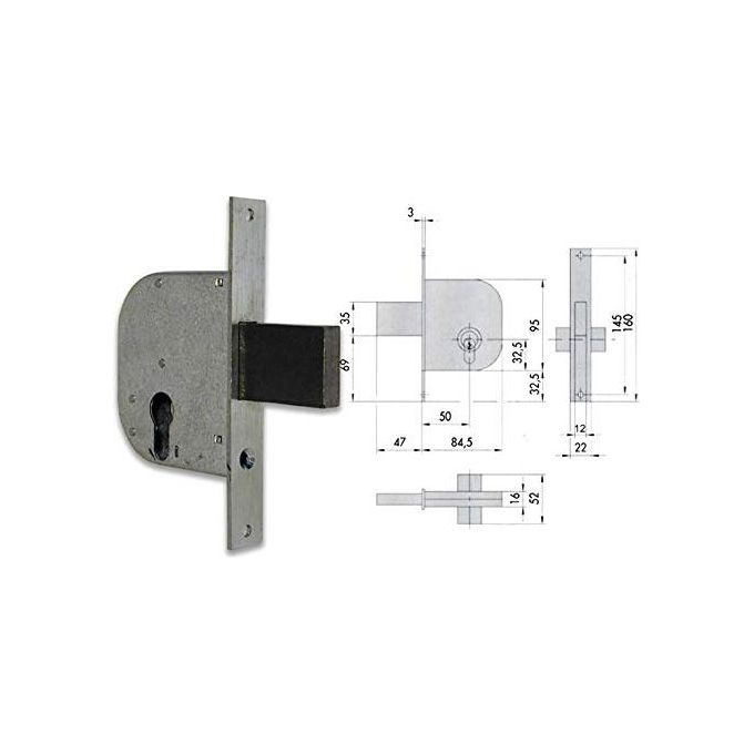 CISA 0920209 42012 Serratura da infilare per cancello con scrocco e catenaccio incorporato 1 mandata profilo europeo finitura zincata colore Zincata