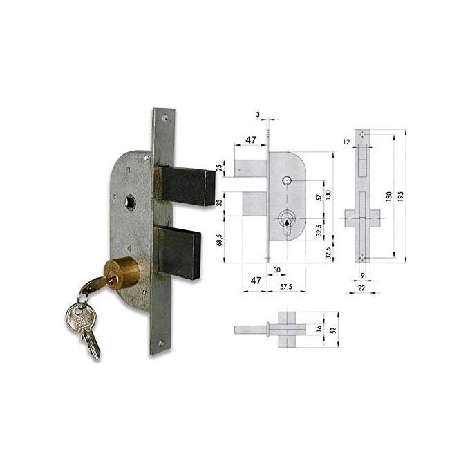 CISA 0920226 Serratura per Cancelli con Cilindro Fisso Tondo 1 Mandata + Scrocco Azionato da Chiave e Maniglia Reversibile Foro 30 mm colore Zincato