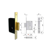 CISA 0920243 Serratura a infilare per porte in legno 2 mandate entrata 45 mm frontale 22 mm colore Ottone