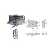 CISA 150421701 Serie 50421 Serratura da Applicare per Porte in Ferro 70 mm 2 Mandate con Catenaccio Separato e Scrocco in Ottone colore Nero