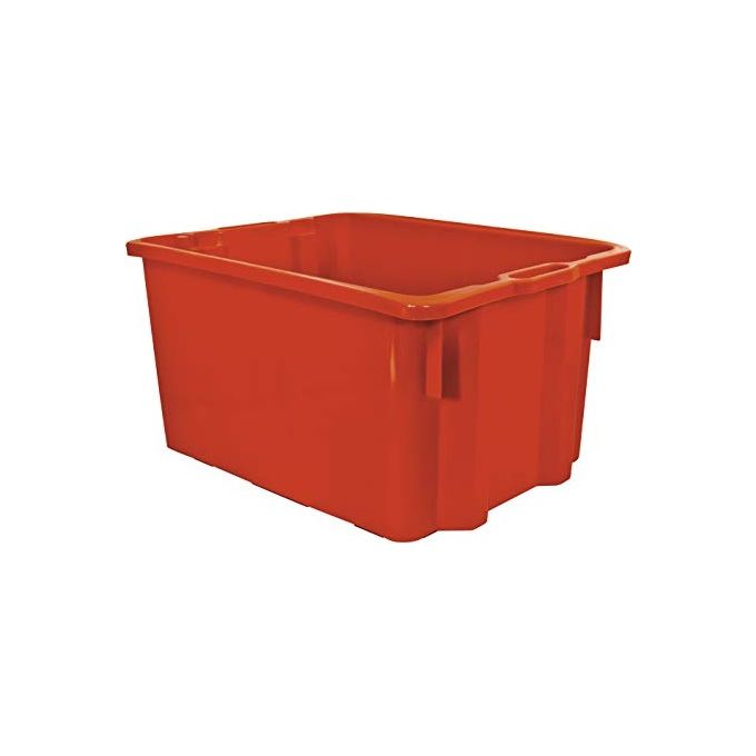 Mobil Plastic CRSIC-50R Cassa Chiusa Sovrapponibile per Alimenti HDPE 50 L impilabile con manici colore Arancione