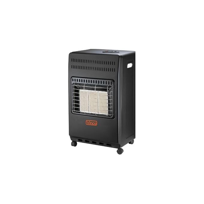 VINCO 71417 Foldable Stufa a Gas 4.200 W con Ruote Pieghevole Alimentazione GPL Sensore Ossigeno Anti-Ribaltamento colore Nero