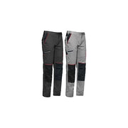 Issaline 9030B-080-L Boom Pantalone da Lavoro Stretch Misto Cotone Lycra 260 g-m2 Porta Ginocchiere Piping Riflettenti colore Grigio
