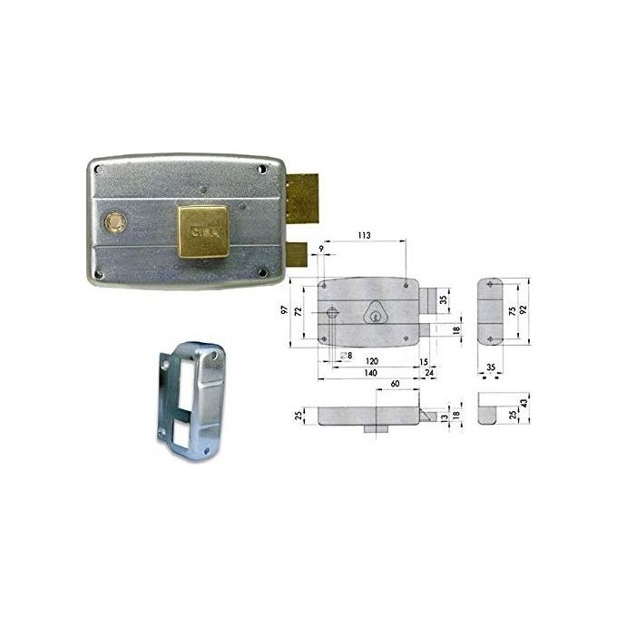 CISA 1201159 50481 Serratura da Applicare Cilindro Fisso Destra colore Nero