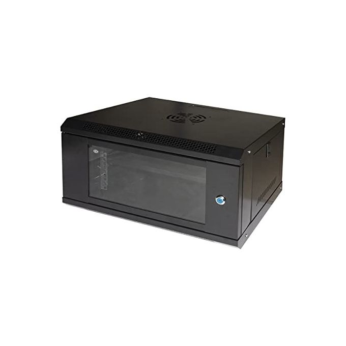 Link LK1906UNL Serie Light Armadio Rack 19'' 6U a Muro Porta Vetro Temprato 30 Kg Ripiano Incluso colore Nero