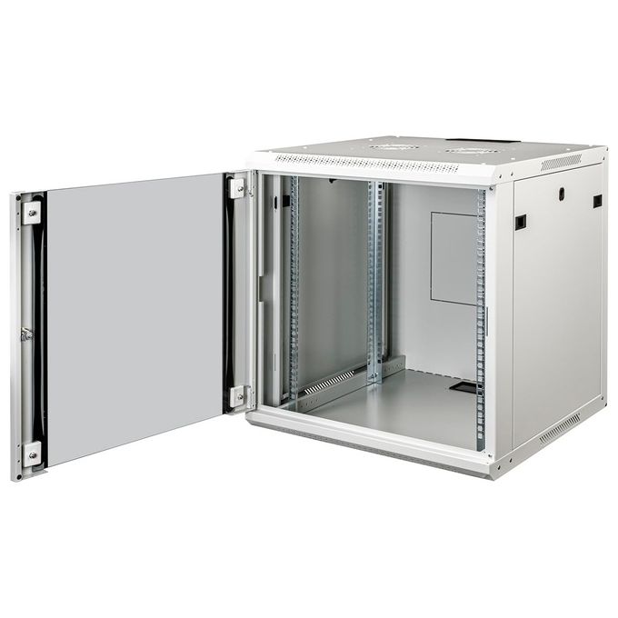 LINK LK1906UPH Armadio Rack 19'' 6 Unita' da Muro per Reti con Porta in Vetro Temprato Fianchi Apribili Ventilazione Passiva 50 Kg Colore Grigio