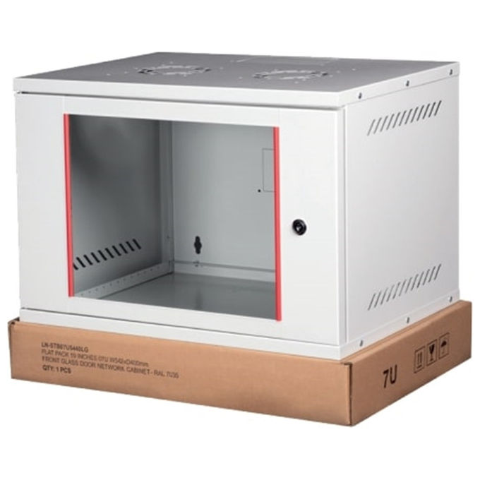 Link LK1909U40S IZZI Armadio rack a muro 19'' 9U disassemblato porta in vetro con chiusura a chiave colore Grigio