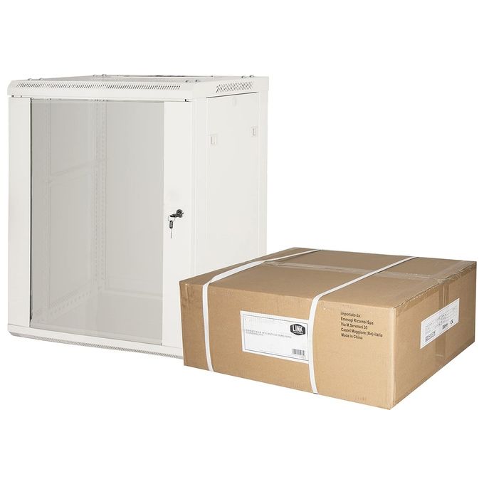 Link Accessori LK1912UGF Armadio rack da muro 12U capacita' 50 Kg porta in vetro temperato con chiusura a chiave ventilazione attiva 2 ventole colore Grigio